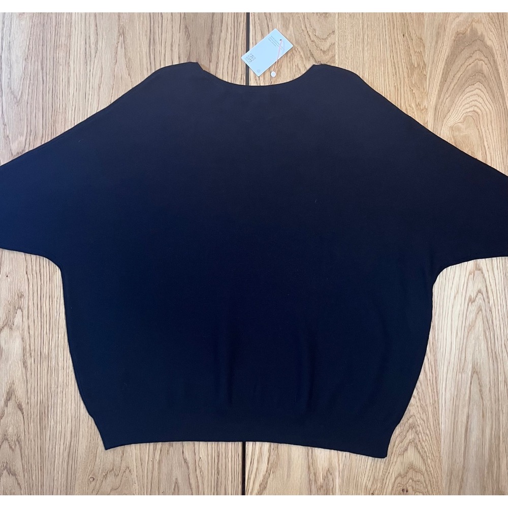 Quince Organic Cotton Cashmere Batwing Sweater Women XL Black Quiet Luxury - Picture 4 of 9